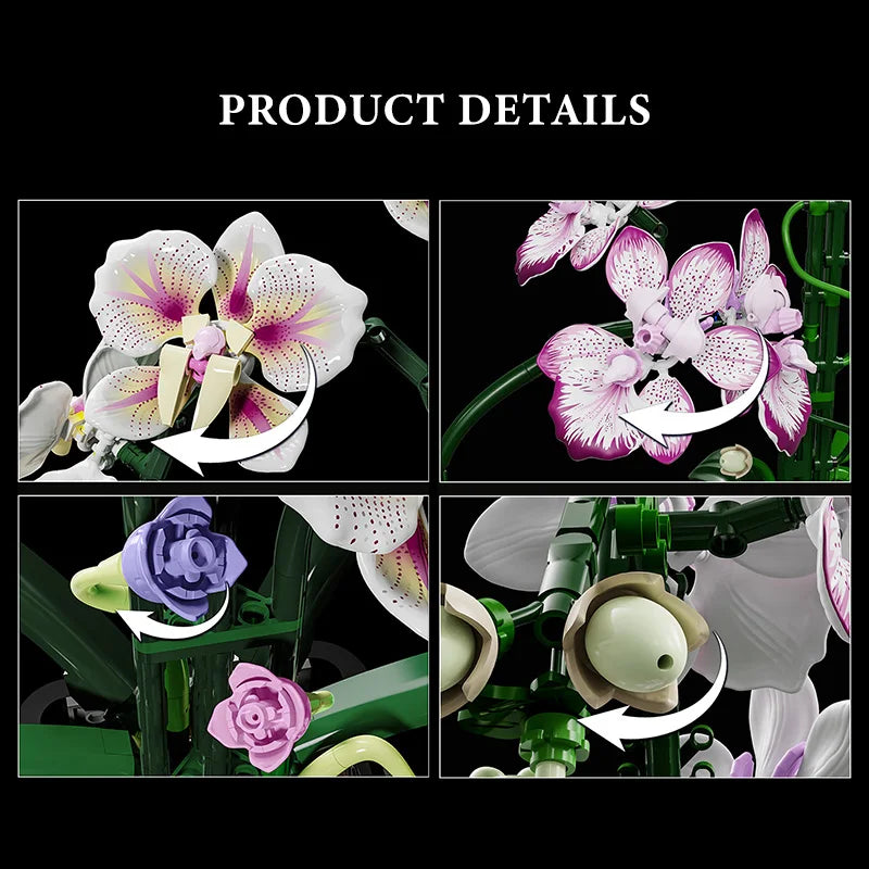 Cymbidium Eternal – Set Construcție Orhidee Phalaenopsis, Design 3D Modular