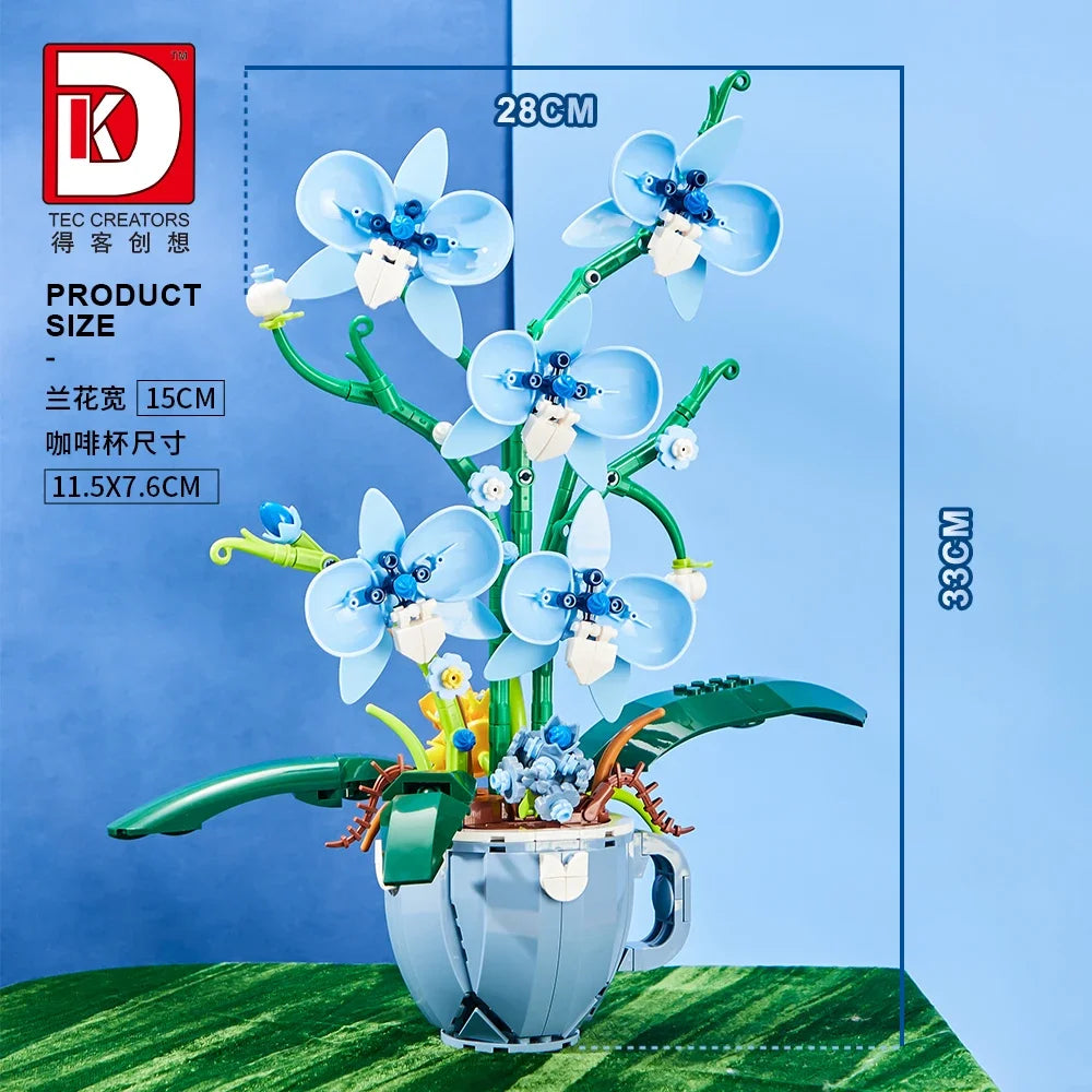 Set Construcție Orchid Bouquet – Model Botanic DIY, Decor Home & Office