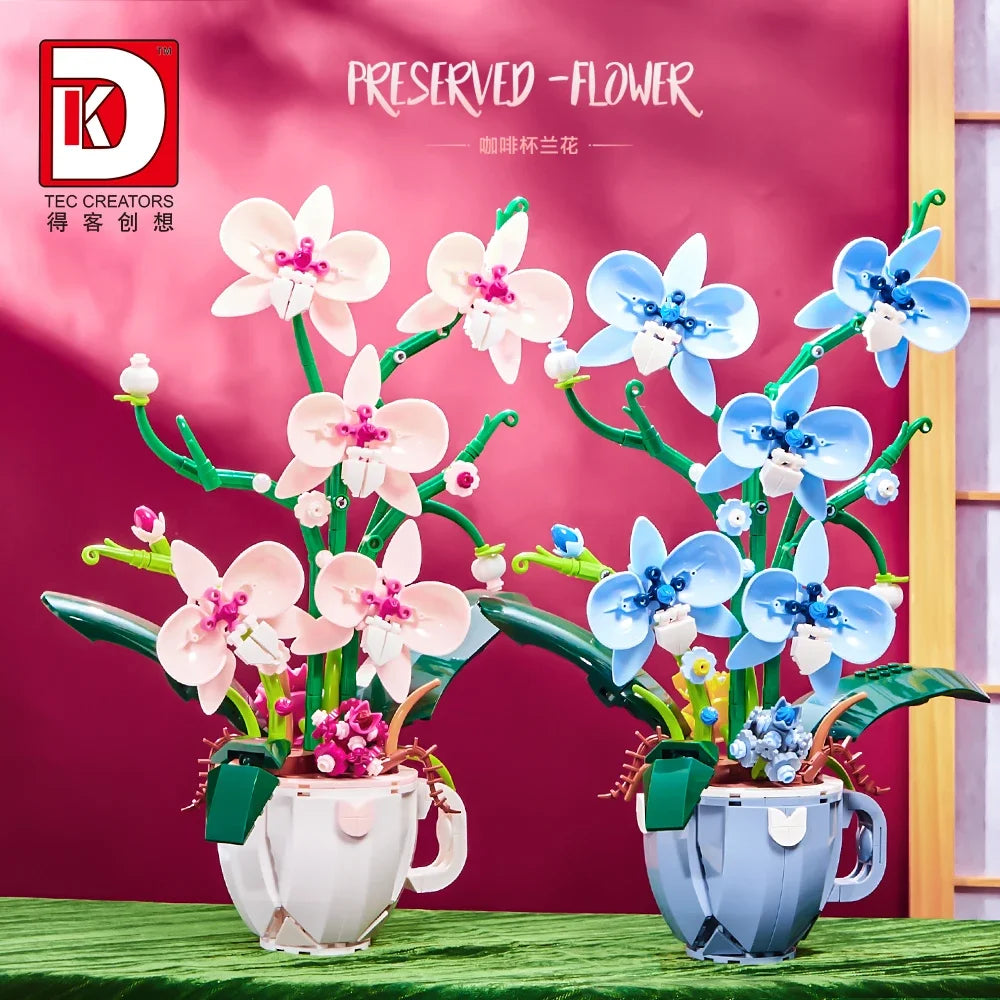 Set Construcție Orchid Bouquet – Model Botanic DIY, Decor Home & Office