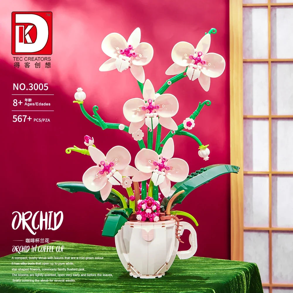 Set Construcție Orchid Bouquet – Model Botanic DIY, Decor Home & Office