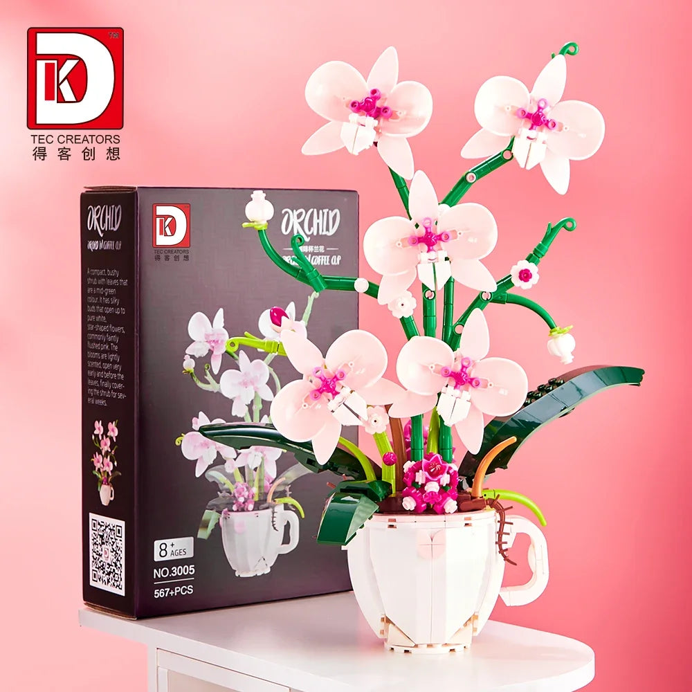 Set Construcție Orchid Bouquet – Model Botanic DIY, Decor Home & Office